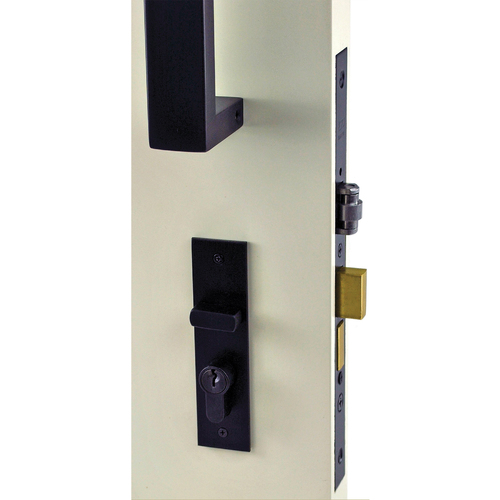 Nidus Rectangle OZI 3 Roller Mortice Lock Combo Left Hand Matt Black CRL-OL-REC-BL