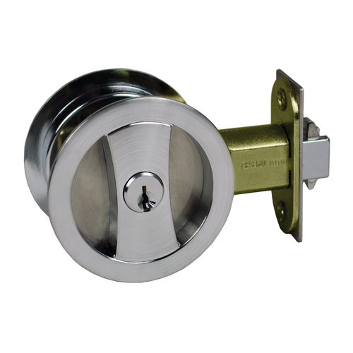 Nidus Cavity Sliding Door Lock Round Entrance Set Satin Chrome CSC-LK-RD-SCV