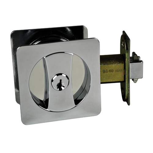 Nidus Cavity Sliding Door Square Entrance Set Polished Chrome CSC-LK-SQ-CPV
