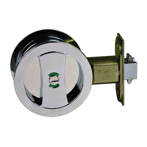 Nidus Cavity Sliding Door Lock Round Privacy Set Polished Chrome CSC-PRI-RD-CPV