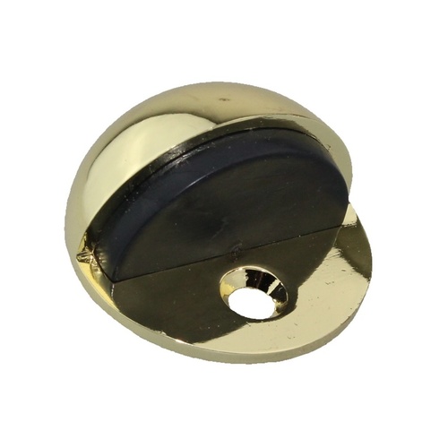 Nidus Door Stop Type#1 Half Moon Floor Mounted Polished Brass DSFM1PB