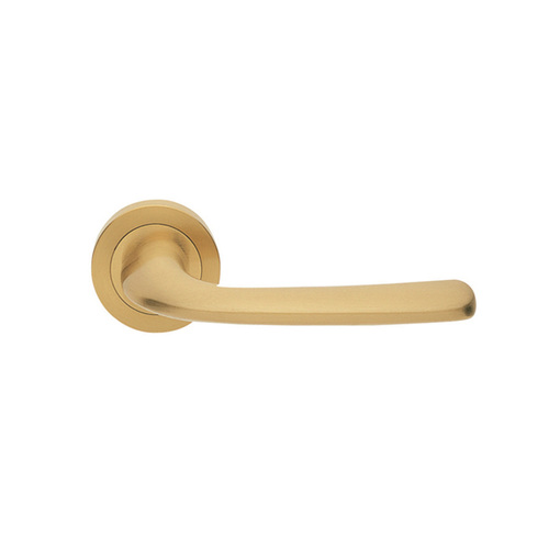 Manital Go-Go Door Handle Lever Set on Round Rose Passage 50mm Satin Brass GG5/F-OSA
