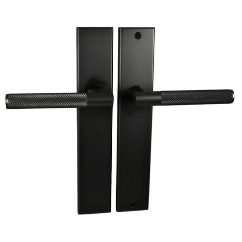 Nidus Domici Knurled Door Lever on Longplate Passage Set Matt Black LP-DOMK-P-BL