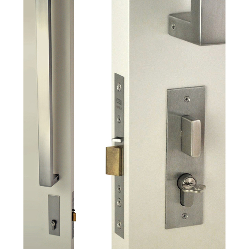 Nidus OZI 4 Mortice Lock Pull Handle Set Satin Stainless Steel CDL-888-O-REC-SS