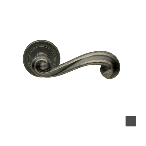 Manital Plaza Door Handle Lever Set on Round Rose - Available in Antique Iron and Black