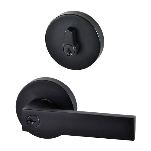 Nidus Lonsdale Door Lever Round Entrance Set Matt Black P-L-COMB-BLV