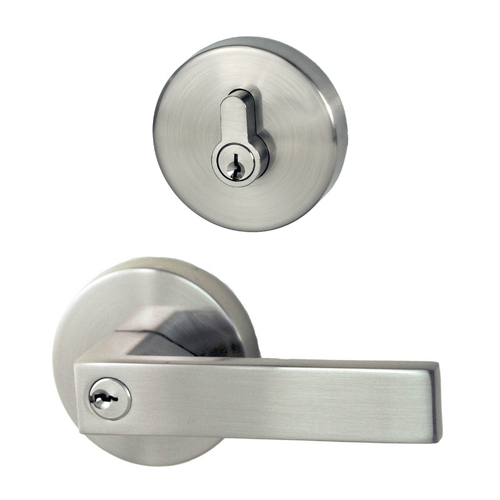 Nidus Lonsdale Door Lever Round Entrance Set Brushed Nickel P-L-COMB-BN