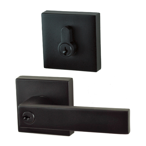 Nidus Lonsdale Door Lever Square Entrance Set Matt Black P-L-SQ-COMB-BLV