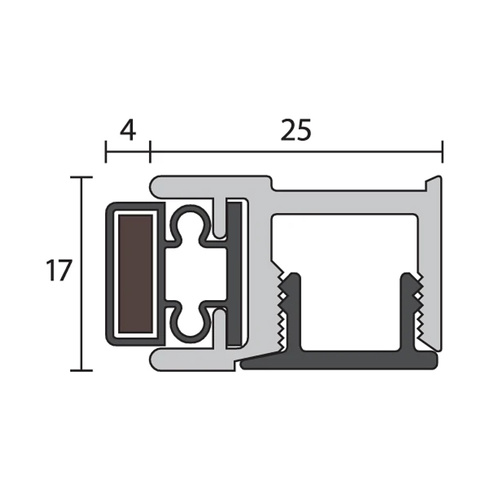 Raven RP85 Perimeter Meeting Stile Seal 2250mm Silver Anodised A85C2250