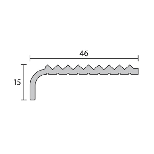 Raven H234 Bull Nose Floor Edging & Stair Tread 2000mm Silver Anodised H234AC
