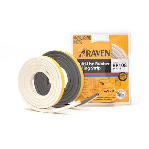 Out of Stock: ETA Early September - Raven Multi-Use Self Adhesive Rubber Sealing Strip White 2000mm R108W
