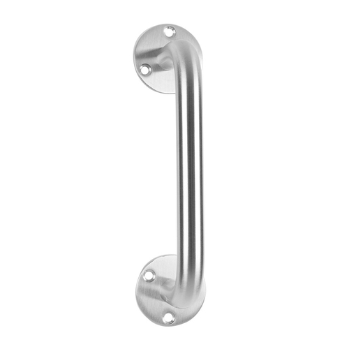 Scope Door Pull Handle on Round Rose 200mm Satin Stainless Steel PHR200.16SS