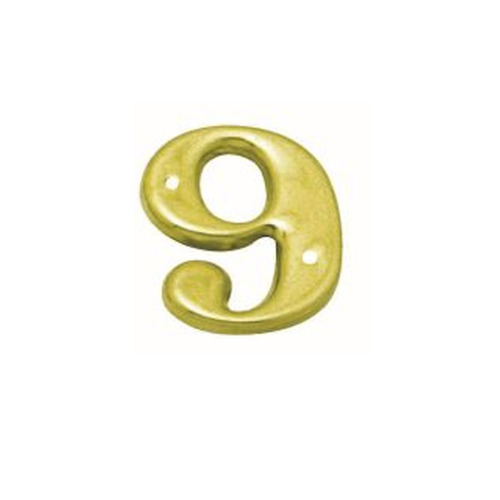 Austyle Contemporary House Numeral Number 9 25mm Polished Brass 18819