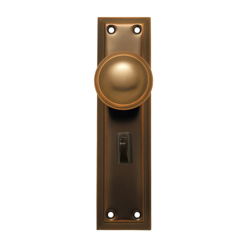Superior Brass Door Knob on Single Step Plate Privacy Set Antique Copper 27015P