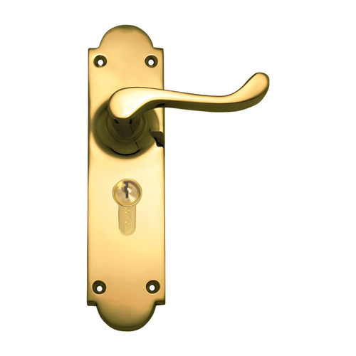 Superior Brass Colonial Door Lever Entrance Set 200mm Polished Brass 3008A