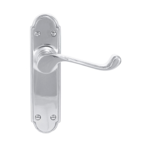 Superior Brass Door Lever on Plate Passage Set 180x45mm Chrome Plate 34391