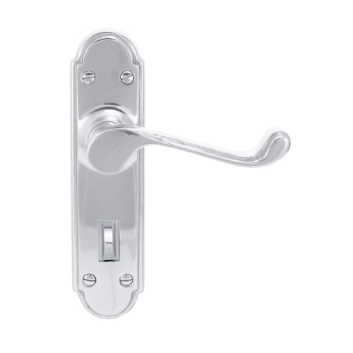 Superior Brass Door Lever on Plate Privacy Set 180x45mm Chrome Plate 34391P