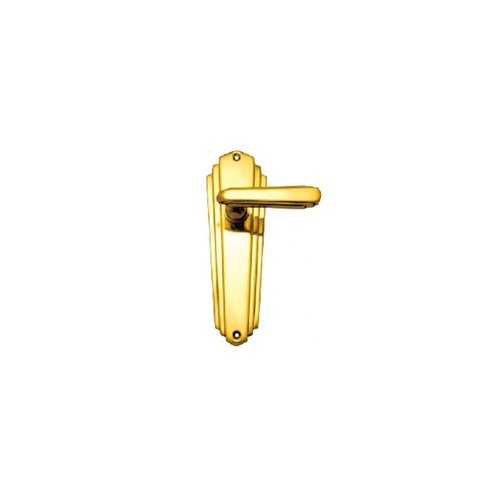 Superior Brass Art Deco Lever on Plate Passage Set Polished Brass 4100