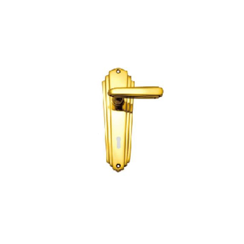 Superior Brass Art Deco Lever on Plate 57mm Skeleton Key Polished Brass 4100K