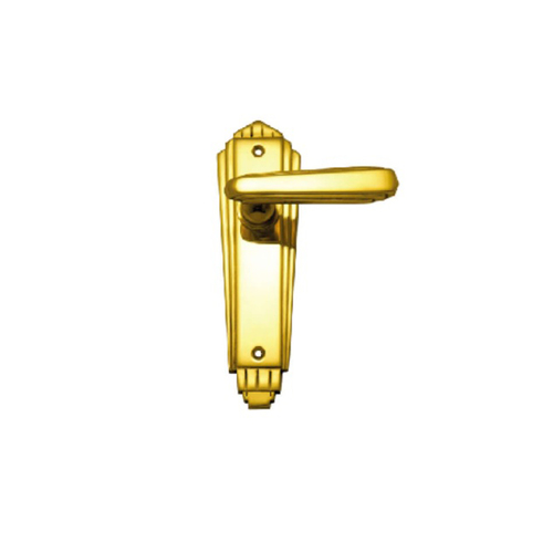 Superior Brass Art Deco Lever on Plate Passage Set Polished Brass 4103