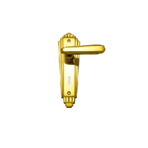 Superior Brass Art Deco Lever on Plate 57mm Skeleton Key Polished Brass 4103K