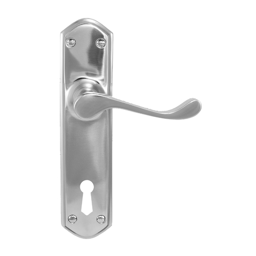 Superior Brass Colonial Design 2 Door Lever Bitkey Hole 230mm Satin Chrome 44439K