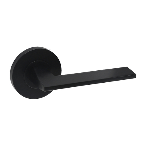 Builders Choice Door Lever on Round Rose 63mm Matt Black 53585