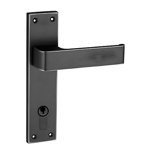 Superior Brass Urban Narrow Door Lever on Longplate Entrance Set 200mm Matt Black 53825E
