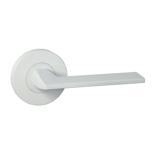 Builders Choice Door Lever on Round Rose 63mm White 83585