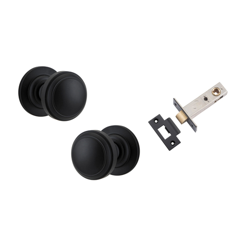 Iver Paddington Door Knob on Round Rose Passage Kit Matt Black 0213KPASS60