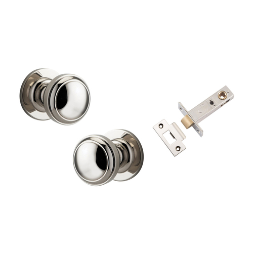 Iver Paddington Door Knob on Round Rose Passage Kit Polished Nickel 0218KPASS60