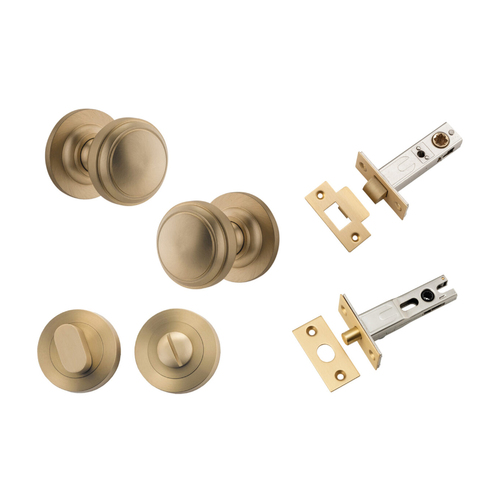 Iver Paddington Door Knob on Round Rose Privacy Kit Polished Nickel 0218KPRIV60