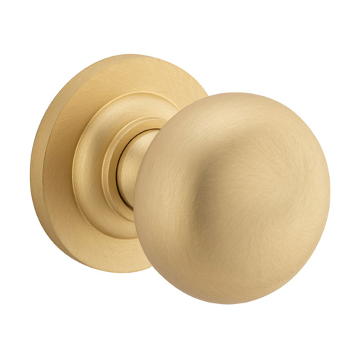 Restocking Soon: ETA Early July - Iver Cambridge Door Knob on Round Rose Brushed Brass 0252
