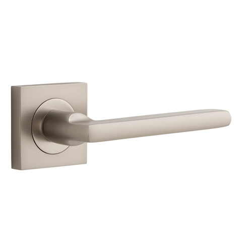 Out of Stock: ETA Mid July - Iver Baltimore Door Lever on Square Rose Satin Nickel 52mm x 55mm 0279