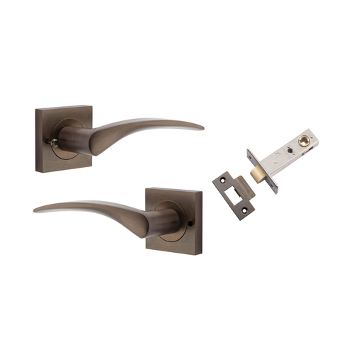 Iver Oxford Door Lever Handle on Square Rose Inbuilt Privacy Signature Brass 0281KIBPRIV60