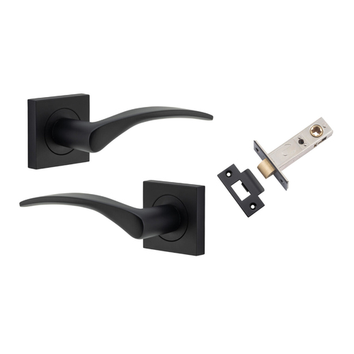 Iver Oxford Door Lever Handle on Square Rose Passage Kit Matt Black 0283KPASS60