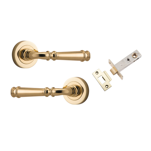 Iver Verona Door Lever Handle on Round Rose Passage Kit Polished Brass 0310KPASS60