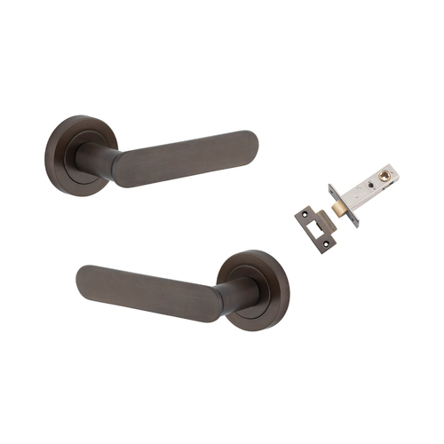Iver Bronte Door Lever Handle on Round Rose Passage Kit Signature Brass 0331KPASS60
