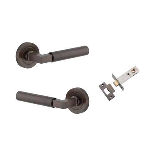 Iver Berlin Door Lever Handle on Round Rose Passage Kit Signature Brass 0341KPASS60