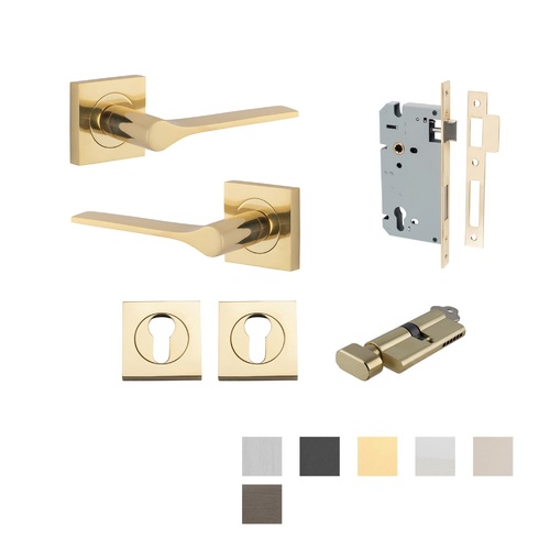 Iver Como Door Lever Handle on Square Rose Entrance Kit Key/Thumb - Available in Various Finishes