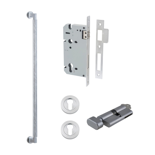 Iver Brunswick Door Pull Handle Entrance Kit Key/Thumb 600mm Brushed Chrome 0475KENTR60KT