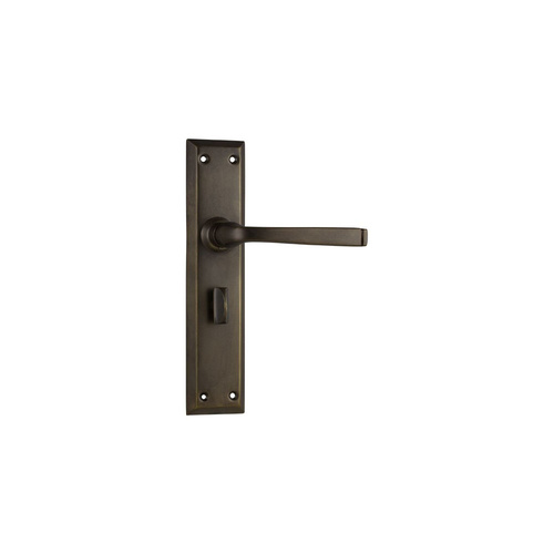Restocking Soon: ETA End June - Tradco Menton Lever on Long Backplate Privacy Antique Brass 0678P