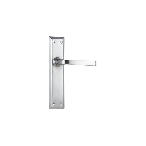 Tradco Menton Door Lever Handle on Long Backplate Passage Satin Chrome 0687