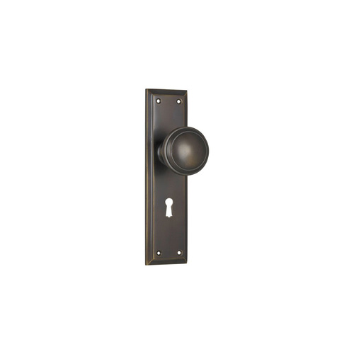 Tradco Milton Knob on Long Backplate Lock Antique Brass 0725