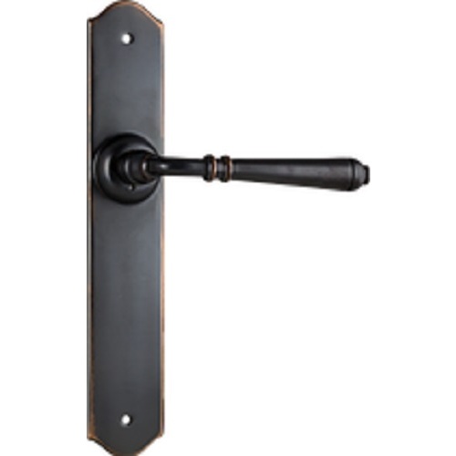 Restocking Soon: ETA End June - Tradco Reims Lever on Long Backplate Latch Antique Copper 0746
