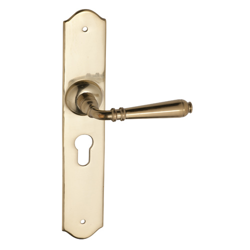 Restocking Soon: ETA End August - Tradco Reims Lever on Long Backplate Euro Polished Brass 0771E