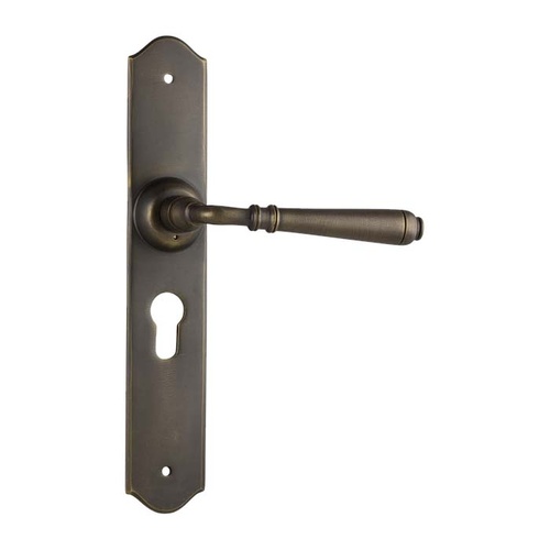 Restocking Soon: ETA Mid August - Tradco Reims Lever on Long Backplate Euro Antique Brass 0774E