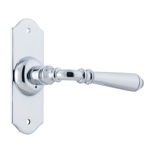 Tradco Reims Door Lever Handle on Short Backplate Passage Chrome Plated 0779