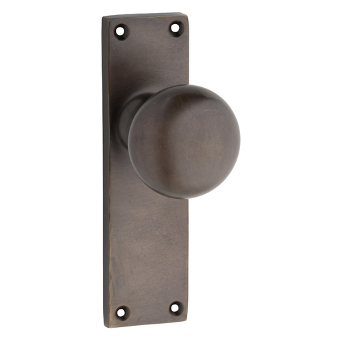Restocking Soon: ETA Early May - Tradco Victorian Knob on Long Backplate Latch Antique Brass 0780