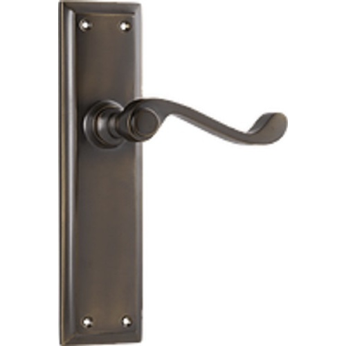 Tradco Milton Door Lever Handle on Long Backplate Passage Antique Brass 0786